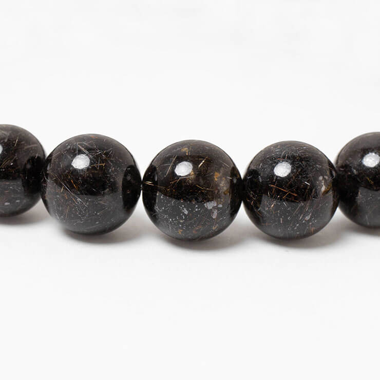 煌く漆黒の針【一点もの】ブラックルチルクォーツ8mm（ディープカラー）シンプルブレスレット
