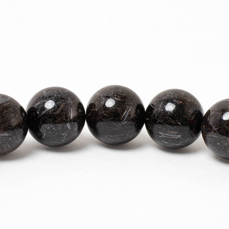 煌く漆黒の針【一点もの】ブラックルチルクォーツ8mm（ディープカラー）シンプルブレスレット