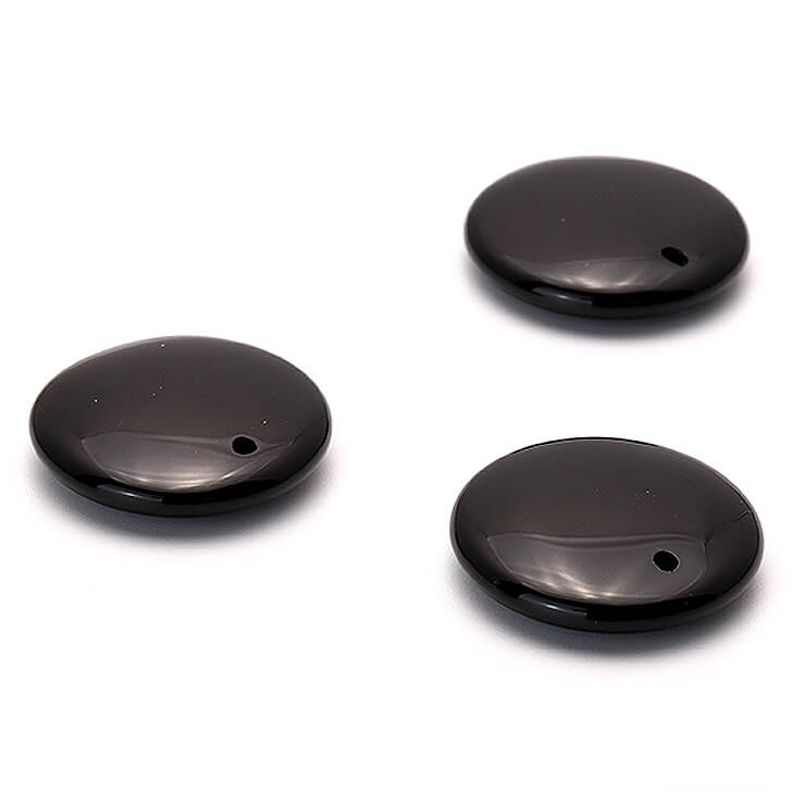 【粒売り/バラ売り】ブラックオニキス（コイン形状） 15mm