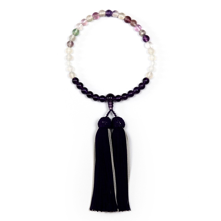 【彩や】 京念珠 紫水晶（アメジスト）・蛍石（フローライト） デザイン念珠（女性用）
