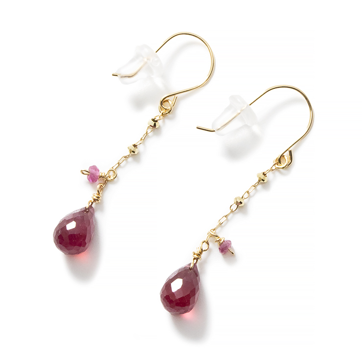 7月誕生石 K10YG ルビー ピアス│Ruby Pierced earrings