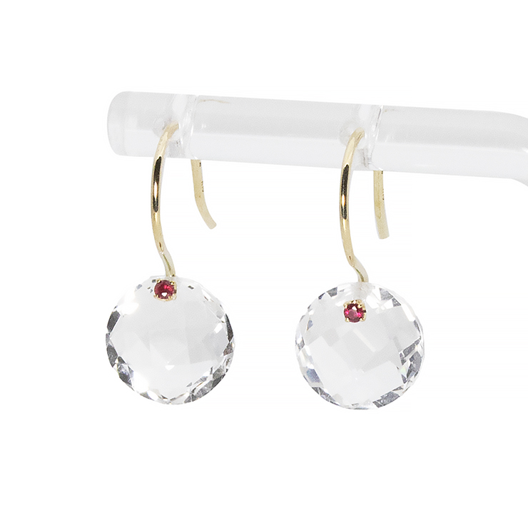 7月誕生石 K10YG ルビー・クリスタル ピアス│Ruby Quartz Pierced earrings