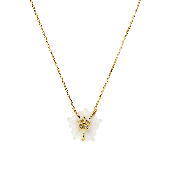 K10YG クリスタル・ダイヤモンド ネックレス│Quartz Diamond Necklace
