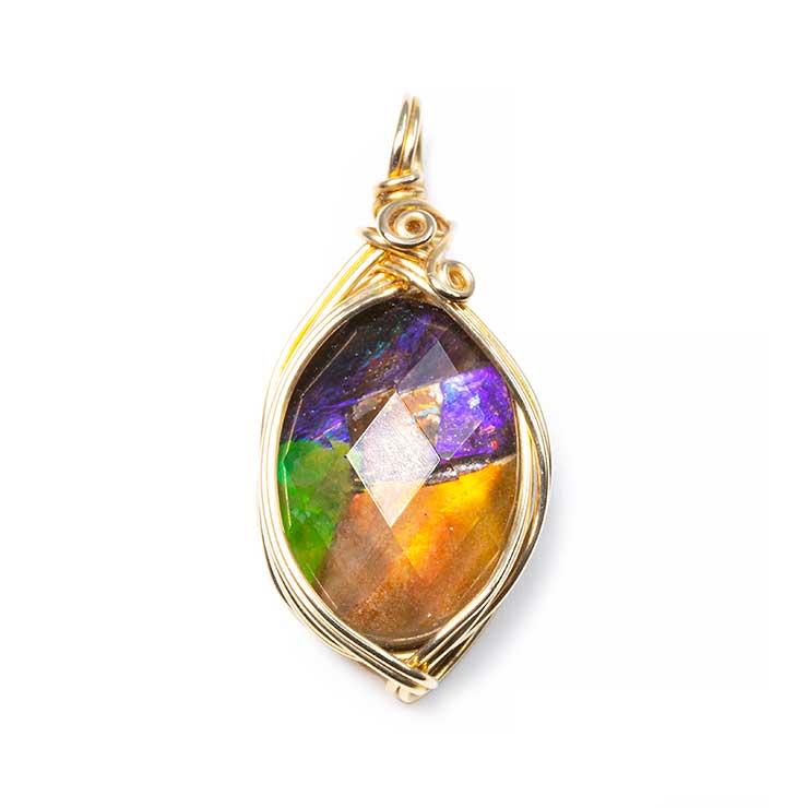 【一点もの】アンモライト モザイクルースペンダントトップ