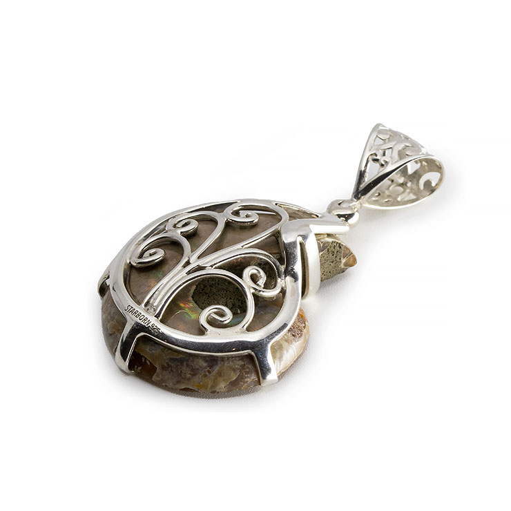 【一点もの】アンモナイトアバロンシェル　象嵌 ペンダントトップ