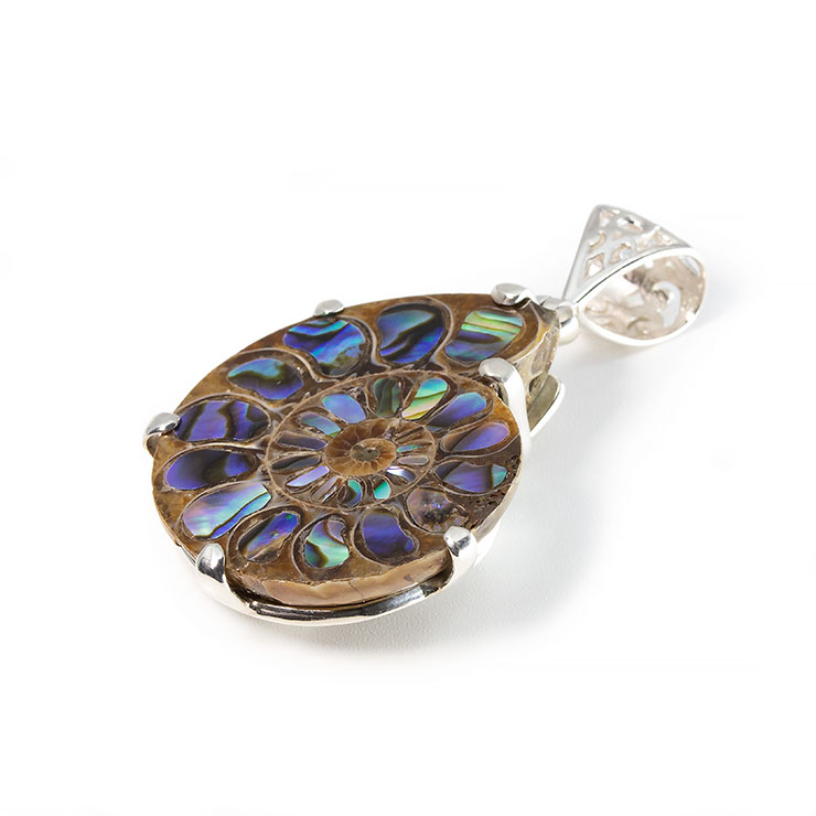 【一点もの】アンモナイトアバロンシェル　象嵌 ペンダントトップ