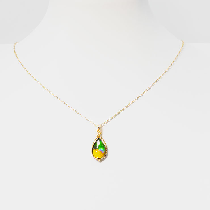 【一点もの】アンモライト ワイヤーラップペンダントトップ