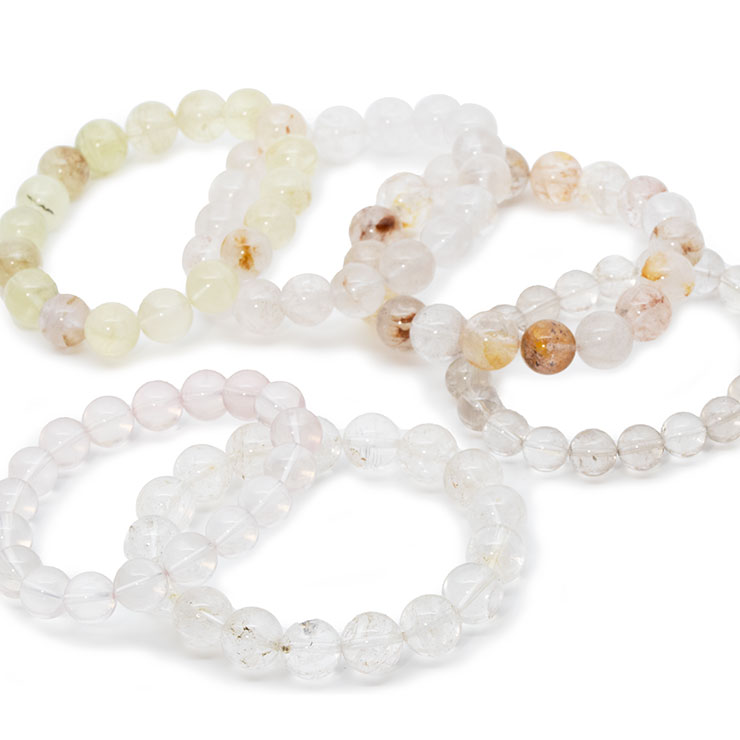 【石の日限定1,400円】石との偶然を楽しむ ～パスクルお楽しみブレスレット～（ホワイト＆クリア）