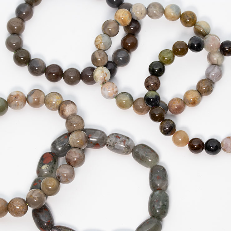 【石の日限定1,400円】石との偶然を楽しむ ～パスクルお楽しみブレスレット～（グレー＆ブラウン）