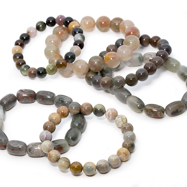 【石の日限定1,400円】石との偶然を楽しむ ～パスクルお楽しみブレスレット～（グレー＆ブラウン）