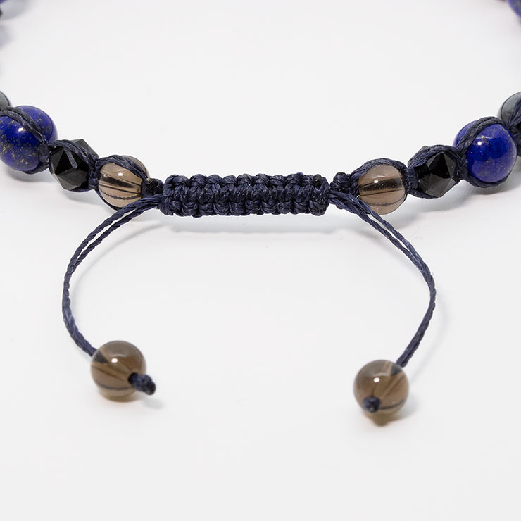 ラピスラズリ・ブラックスピネル編みアンクレット