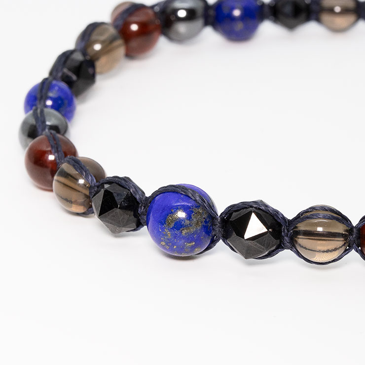 ラピスラズリ・ブラックスピネル編みアンクレット