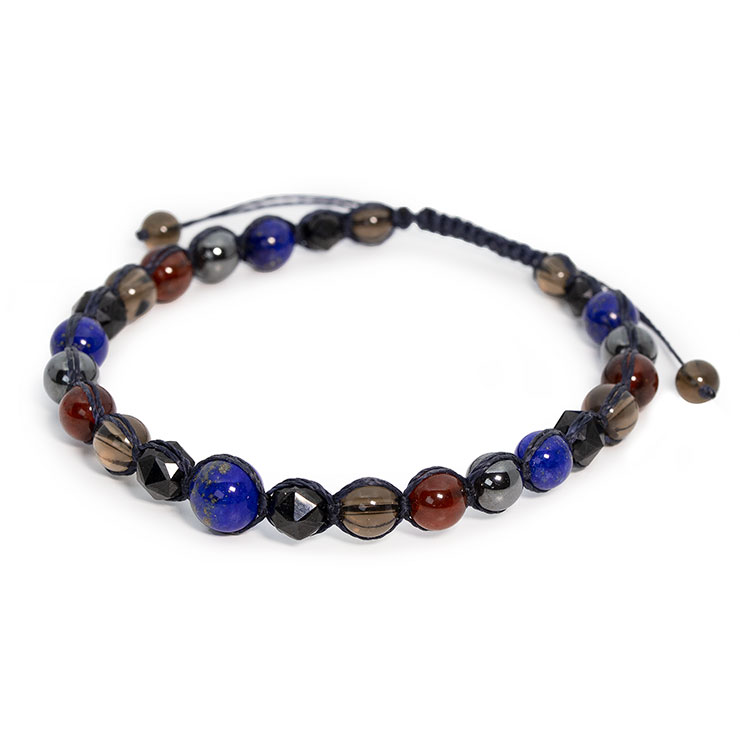 ラピスラズリ・ブラックスピネル編みアンクレット