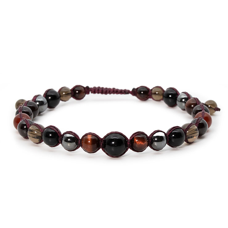 モリオン・レッドタイガーアイ編みアンクレット