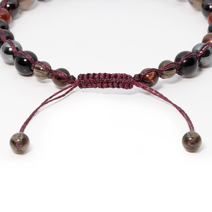 モリオン・レッドタイガーアイ編みアンクレット