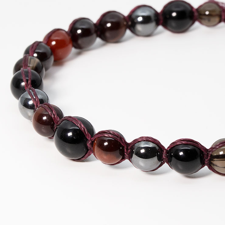 モリオン・レッドタイガーアイ編みアンクレット