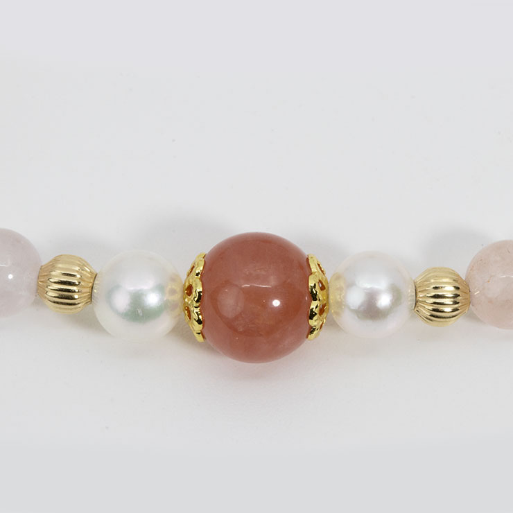 【一点もの】インカローズ・アコヤ真珠 デザインブレスレット