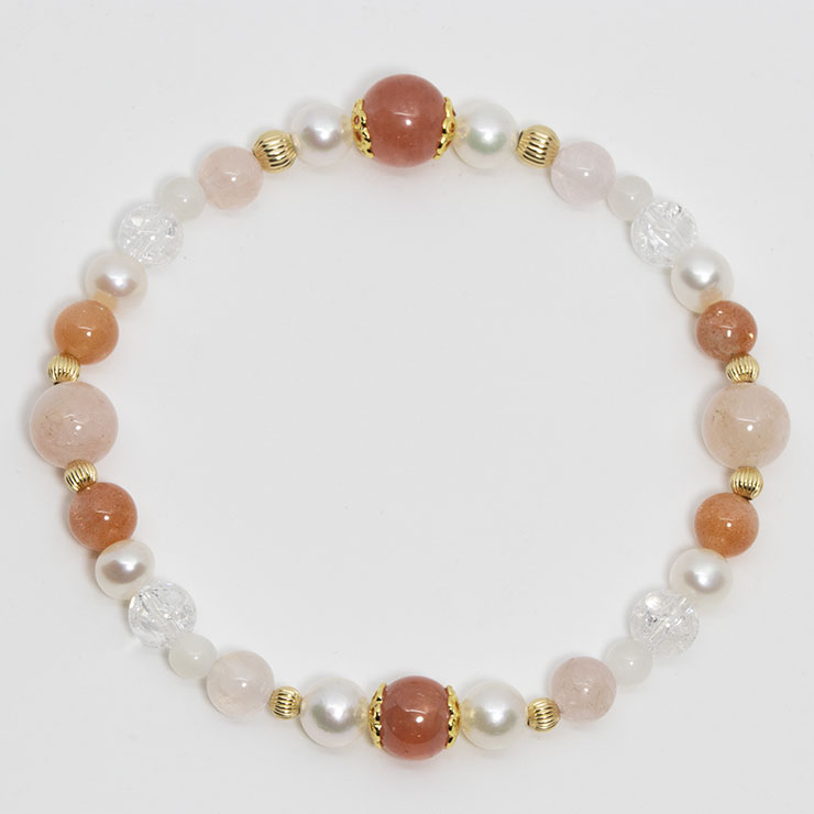 【一点もの】インカローズ・アコヤ真珠 デザインブレスレット