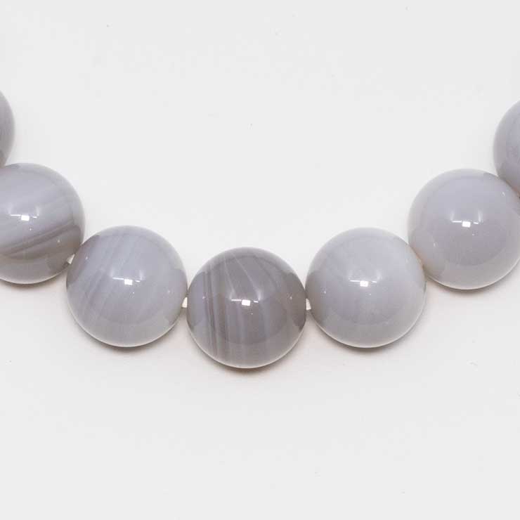 【一点もの】白雪瑪瑙(北海道 花石産)10mm シンプルブレスレット