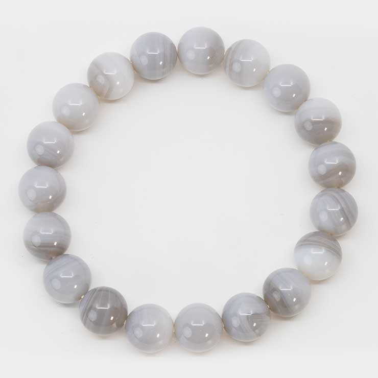 【一点もの】白雪瑪瑙(北海道 花石産)10mm シンプルブレスレット