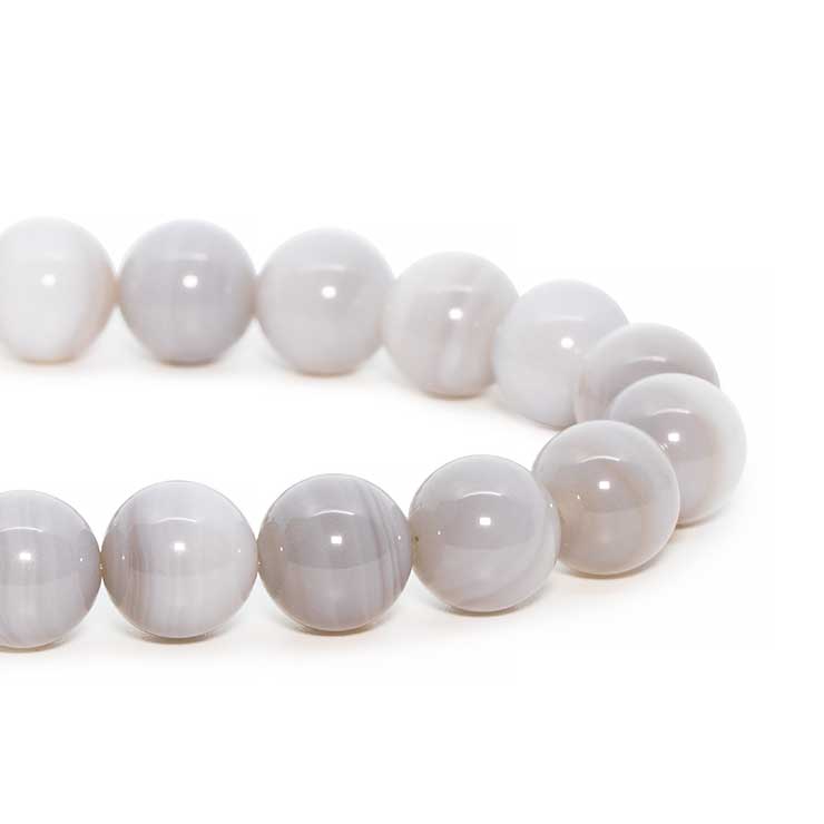 【一点もの】白雪瑪瑙(北海道 花石産)10mm シンプルブレスレット