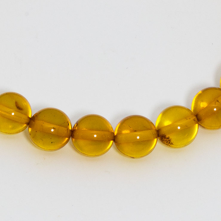 【一点もの】アンバー（天然）8mm シンプルブレスレット【鑑別書付き】