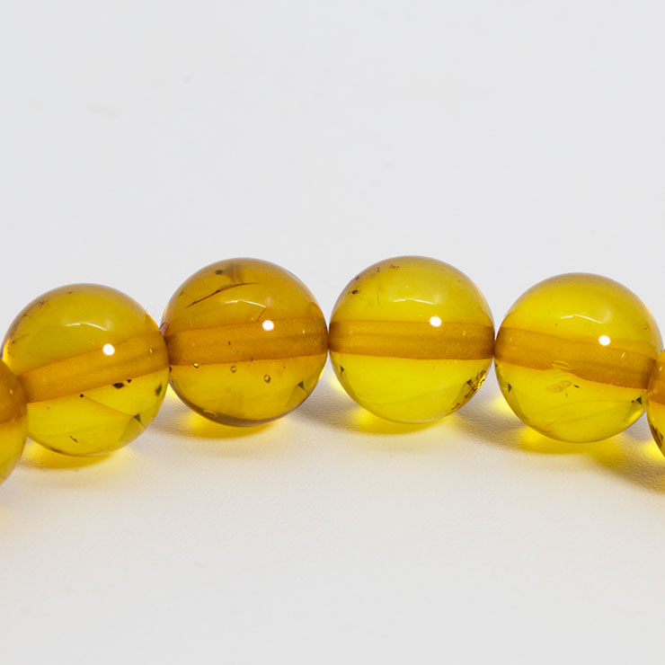 【一点もの】アンバー（天然）8mm シンプルブレスレット【鑑別書付き】