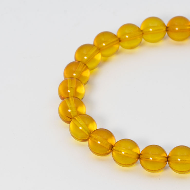 【一点もの】アンバー（天然）8mm シンプルブレスレット【鑑別書付き】