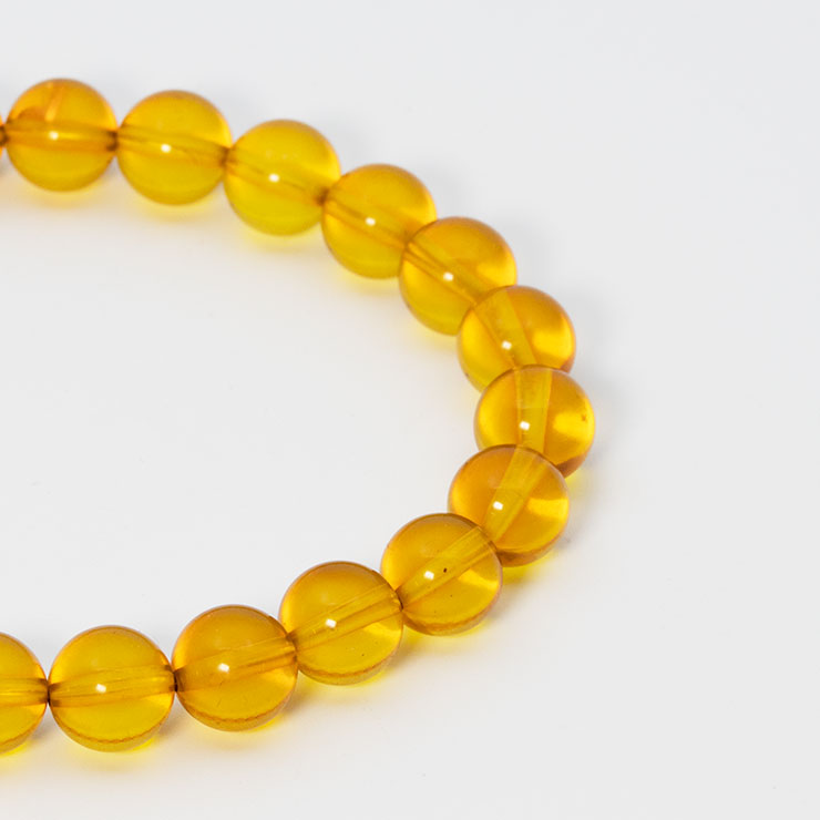 【一点もの】アンバー（天然）8mm シンプルブレスレット【鑑別書付き】