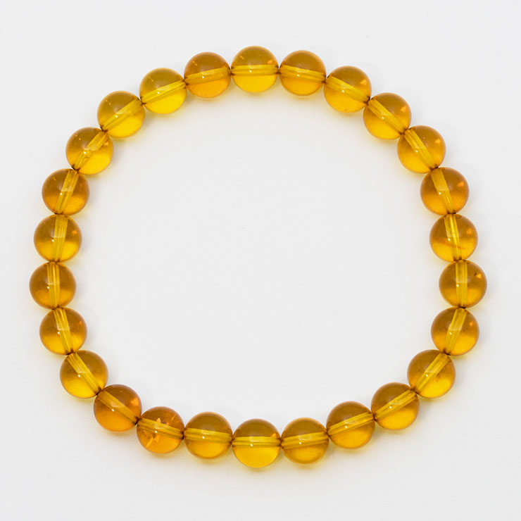 【一点もの】アンバー（天然）8mm シンプルブレスレット【鑑別書付き】