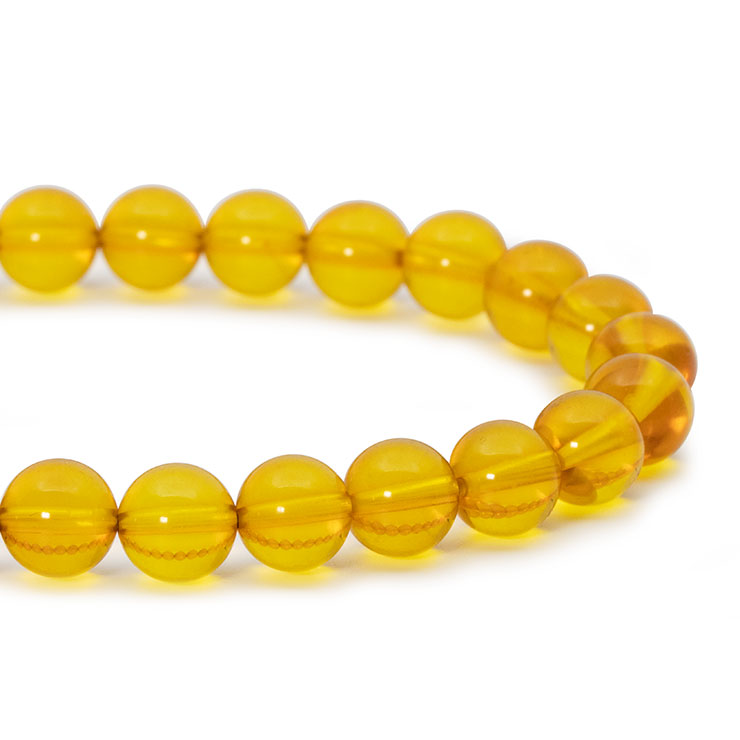 【一点もの】アンバー（天然）8mm シンプルブレスレット【鑑別書付き】