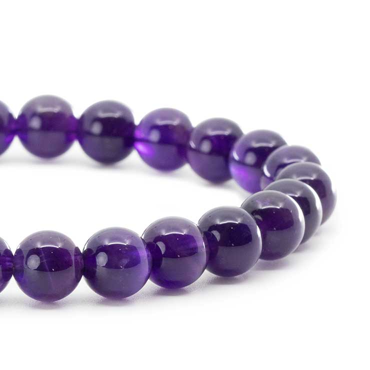 【一点もの】アメジスト8mm シンプルブレスレット【鑑別書付き】