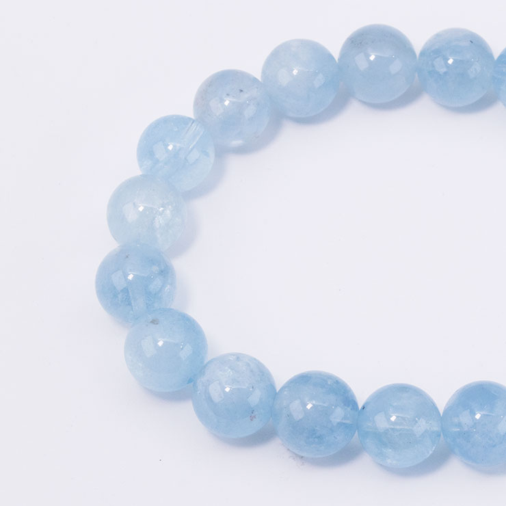【一点もの】アクアマリン10mm シンプルブレスレット【鑑別書付き】