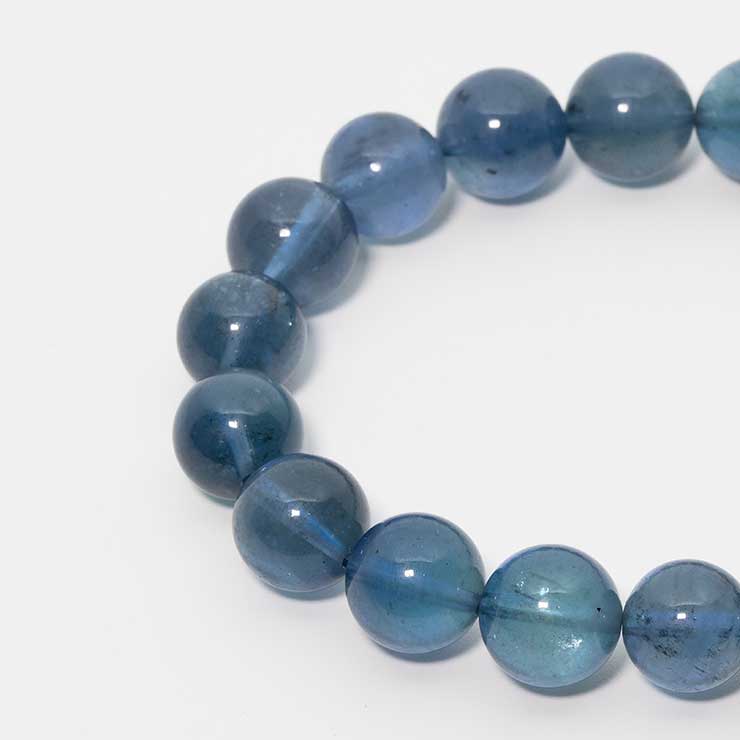 【一点もの】ブラックアクアマリン10mm シンプルブレスレット【鑑別書付き】