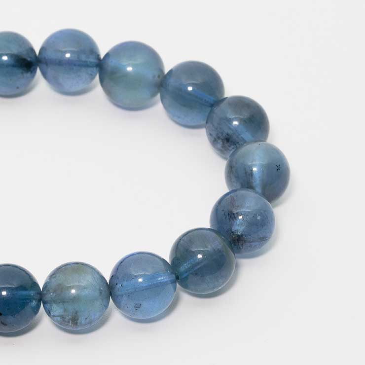 【一点もの】ブラックアクアマリン10mm シンプルブレスレット【鑑別書付き】