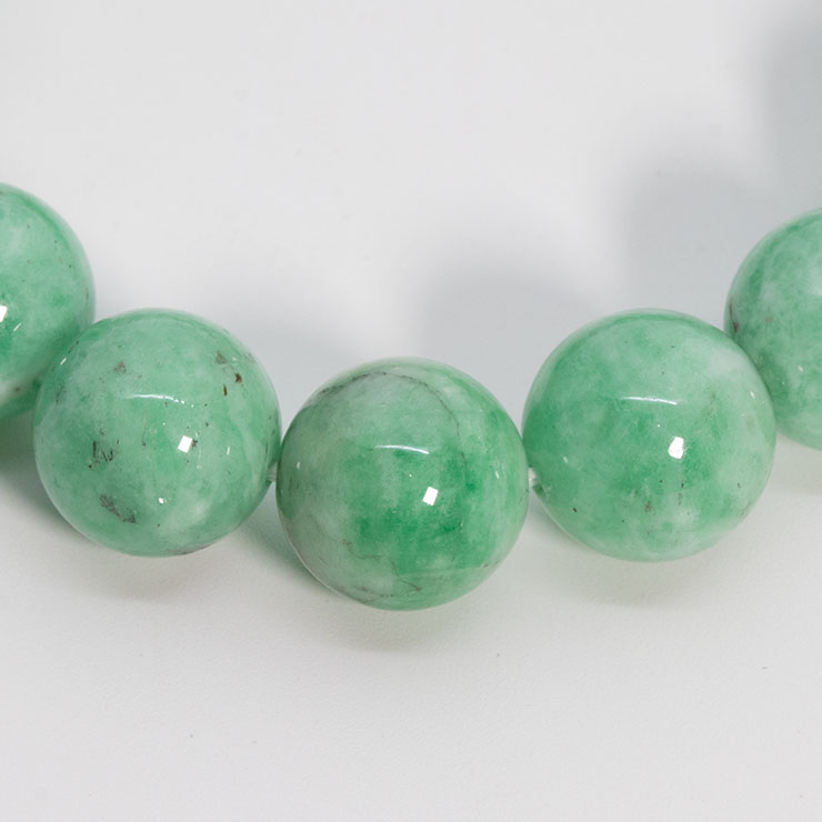 【一点もの】アグリゲート・グリーンベリル13mm シンプルブレスレット【鑑別書付き】