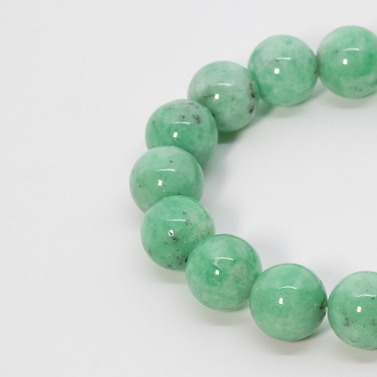 【一点もの】アグリゲート・グリーンベリル13mm シンプルブレスレット【鑑別書付き】