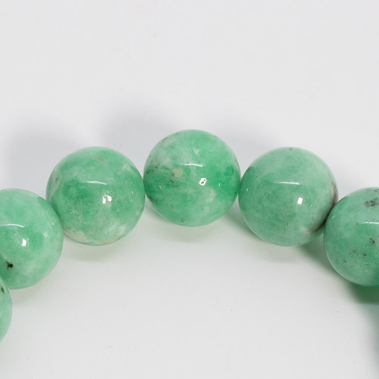 【一点もの】アグリゲート・グリーンベリル13mm シンプルブレスレット【鑑別書付き】