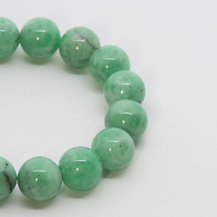 【一点もの】アグリゲート・グリーンベリル13mm シンプルブレスレット【鑑別書付き】