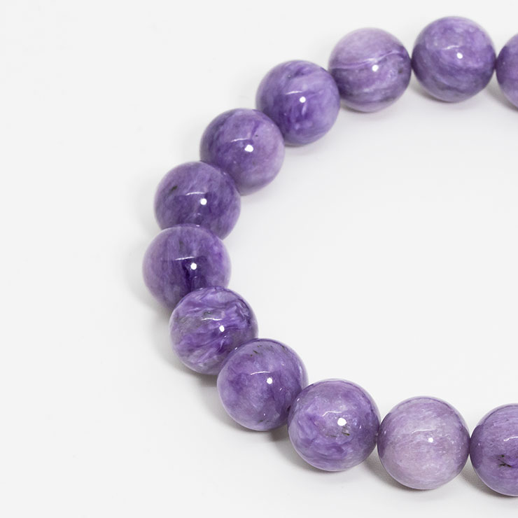 【一点もの】チャロアイト（ミルキー）11mm シンプルブレスレット【鑑別書付き】