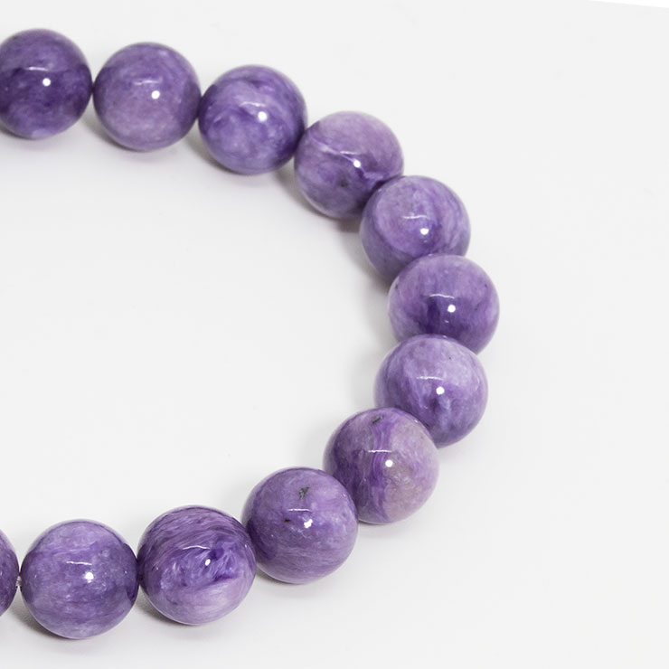 【一点もの】チャロアイト（ミルキー）11mm シンプルブレスレット【鑑別書付き】