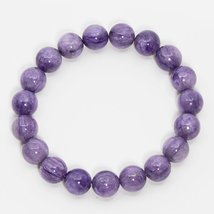 【一点もの】チャロアイト（ミルキー）11mm シンプルブレスレット【鑑別書付き】