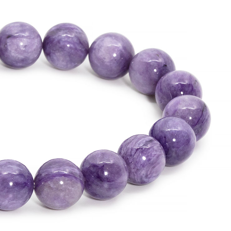 【一点もの】チャロアイト（ミルキー）11mm シンプルブレスレット【鑑別書付き】