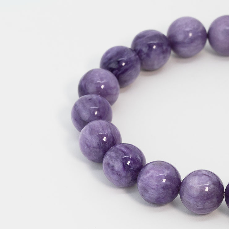 【一点もの】チャロアイト（ミルキー）10mm シンプルブレスレット【鑑別書付き】