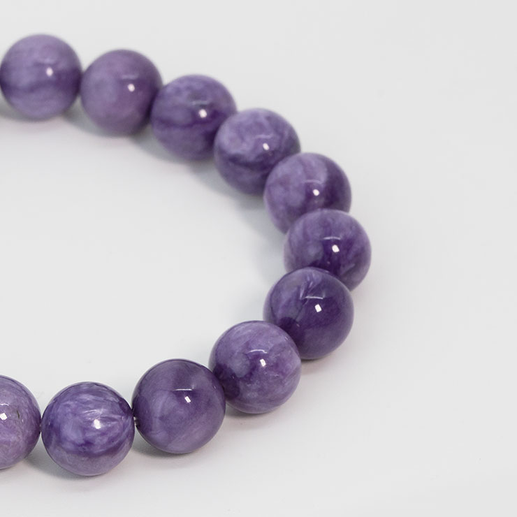 【一点もの】チャロアイト（ミルキー）10mm シンプルブレスレット【鑑別書付き】