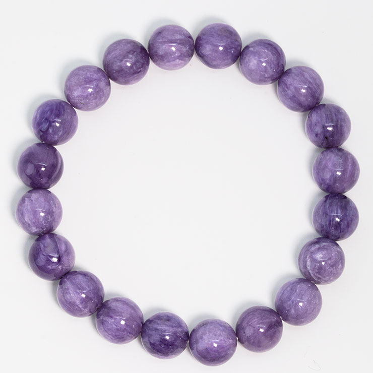 【一点もの】チャロアイト（ミルキー）10mm シンプルブレスレット【鑑別書付き】