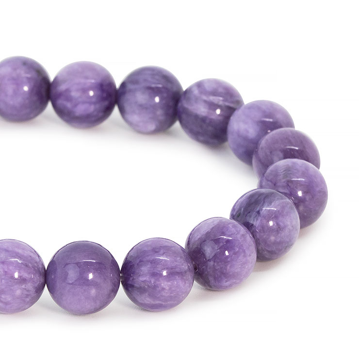 【一点もの】チャロアイト（ミルキー）10mm シンプルブレスレット【鑑別書付き】