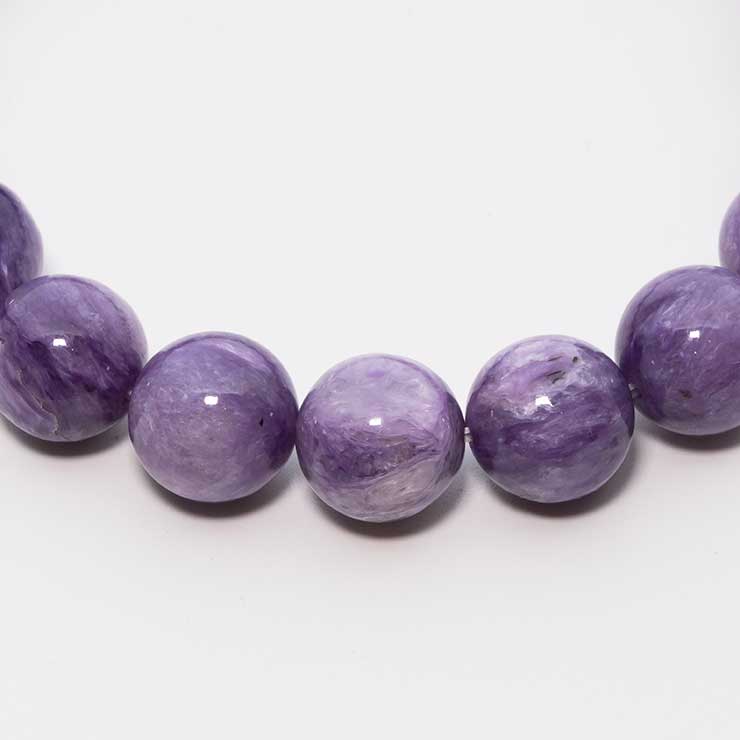 【一点もの】チャロアイト（ミルキー）10mm シンプルブレスレット【鑑別書付き】