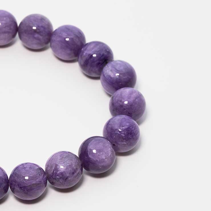 【一点もの】チャロアイト（ミルキー）10mm シンプルブレスレット【鑑別書付き】