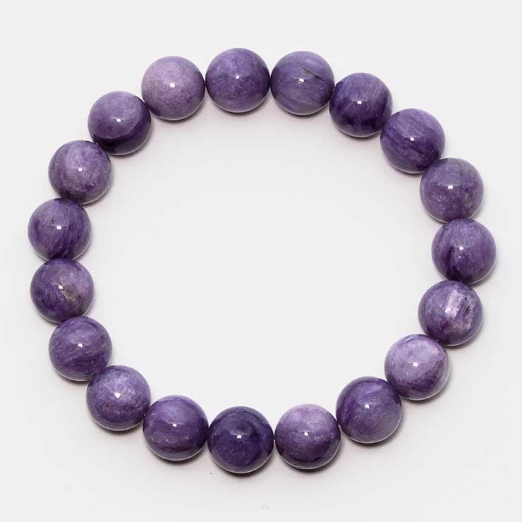 【一点もの】チャロアイト（ミルキー）10mm シンプルブレスレット【鑑別書付き】